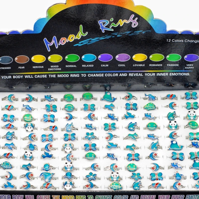 

30 шт./лот милые Мультяшные животные дизайнерские регулируемые кольца для настроения для женщин детей подростковые подарки для вечеринки эмоциональный цвет