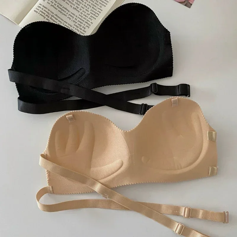 Women Sexy Bras Backless Invisible Strapless Push Up for Female Lingerie Seamless Brassiere No Sewing Bra Black Strapless Bras