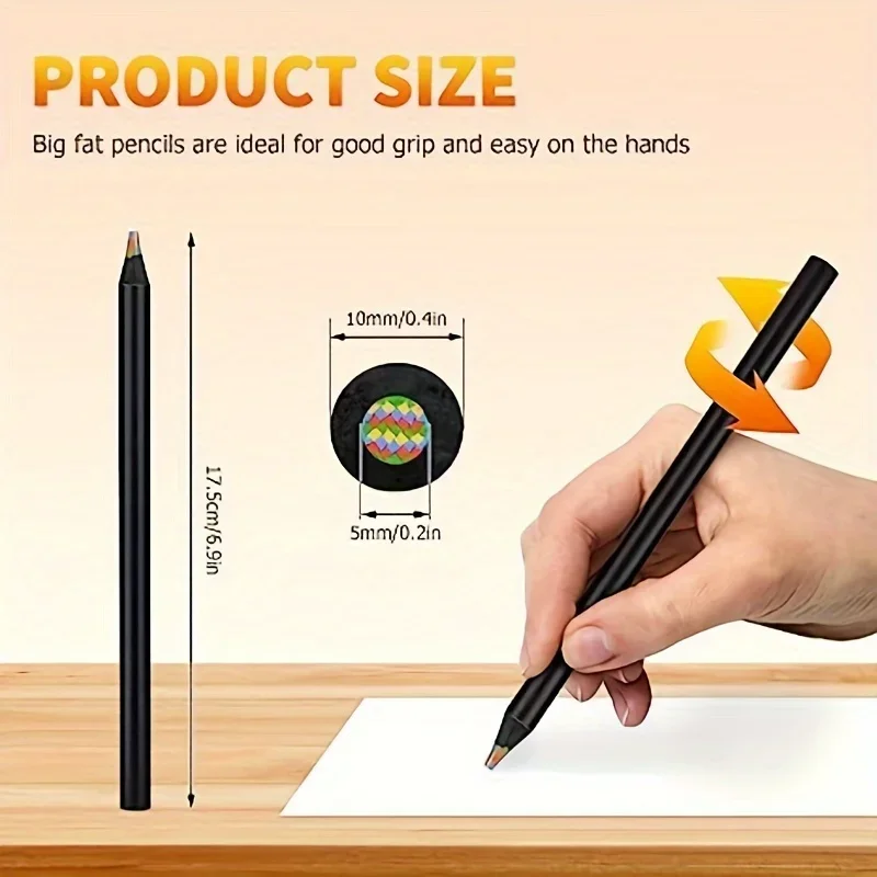 12pcs Gradient Color Wooden Colored Rainbow Pencils 4