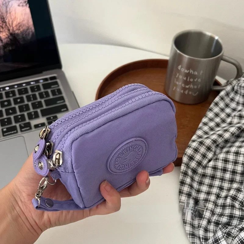 Mini Coin Purse Key Bag Women Wallets Zipper Waterproof Portable Three Layer Card Holder Female Girl Handbag Headphone Bag Gift