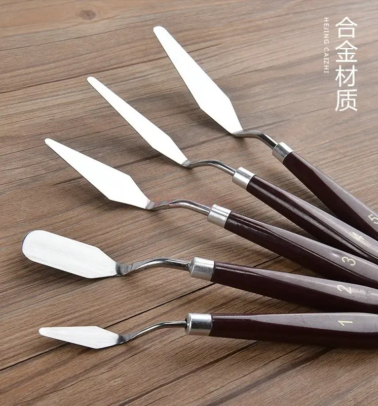 2pcs 질감 페인팅 라운드 헤드 페인팅 나이프, 스크레이퍼, 플랫 헤드, 대형 팁, 소형 팁, 플랫 스크래핑, 소프트 뉴트럴 아트