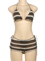 Weird Puss Ripped Tassel 3Piece Set Women Sexy Crochet Y2K Bandage Bra+Thong+Shorts Beach Vacation Midnight Club Party Swimsuit - Image 6