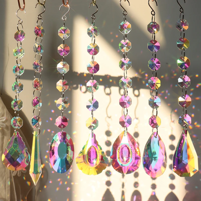 Prism Suncatcher, Hanging Window Crystals, Rainbow Light Catcher,Crystal Sun Catcher, Summer Gift, Octagon Beads