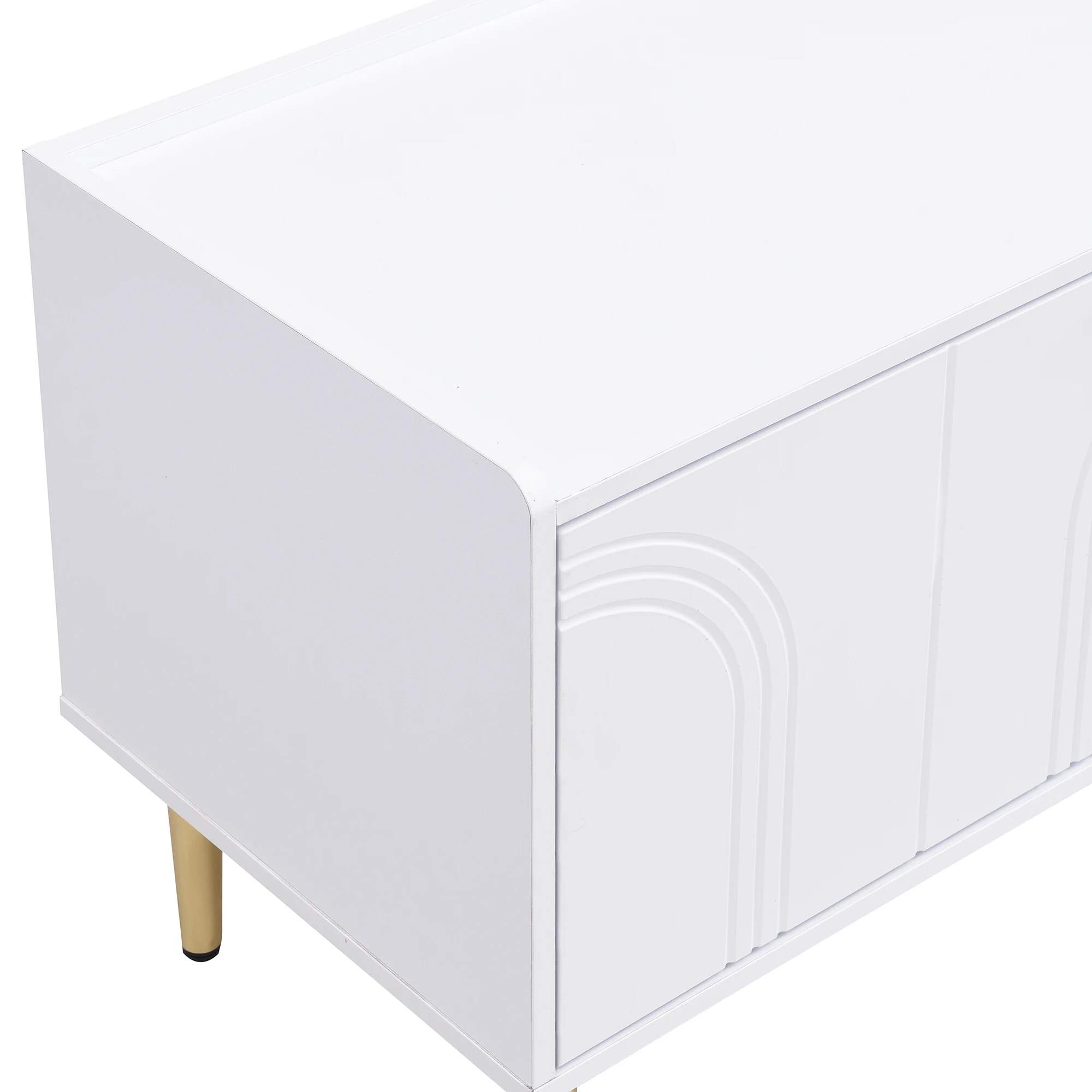 TV-Schrank, Lowboard mit strukturierter Tür, TV-Möbel, goldene Griffe und goldene Füße, 170 l x 35 B x 47,5 H (cm) – Detail 21