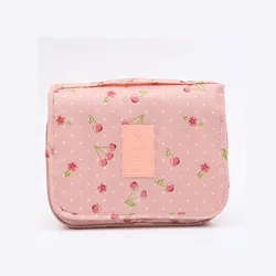 Elegant Women's Waterproof Travel Toiletry Organizer with Hook (Pink cherry)