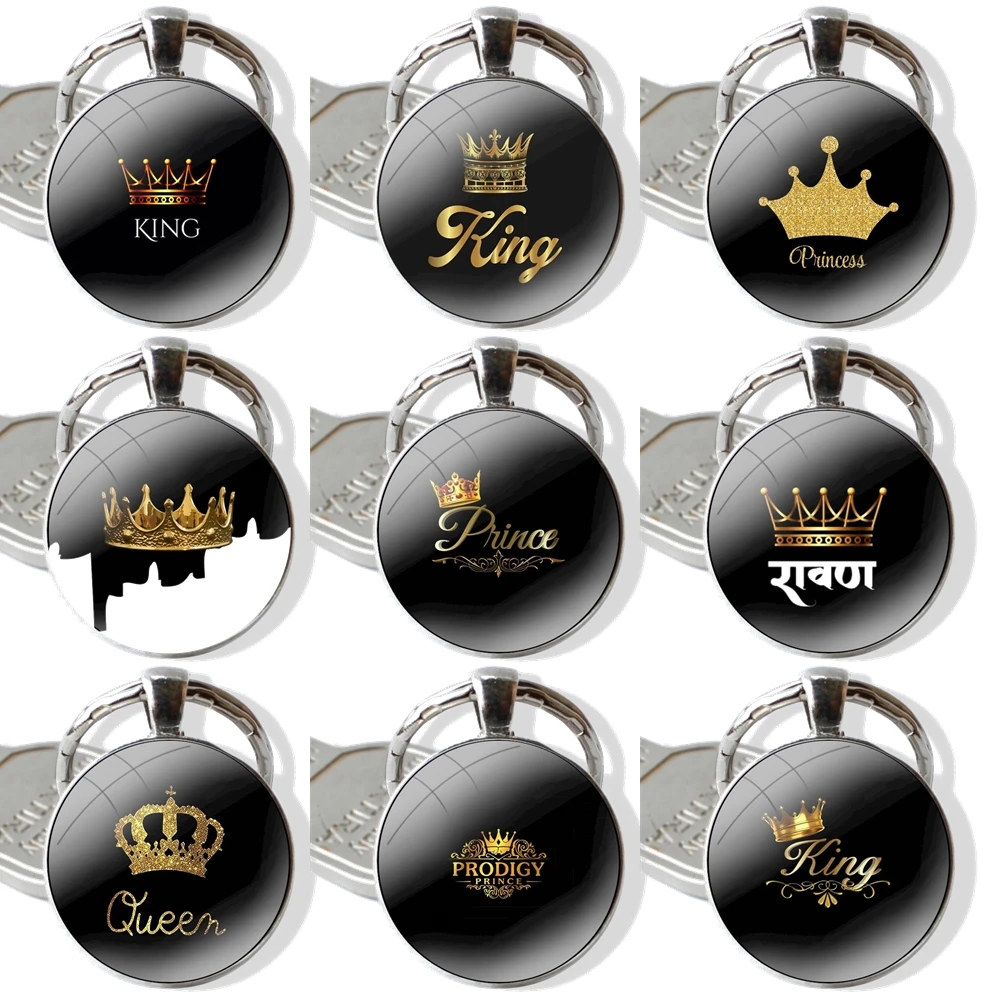 Crown King Queen princes Fashion Design Cartoon Creative Glass Cabochon
