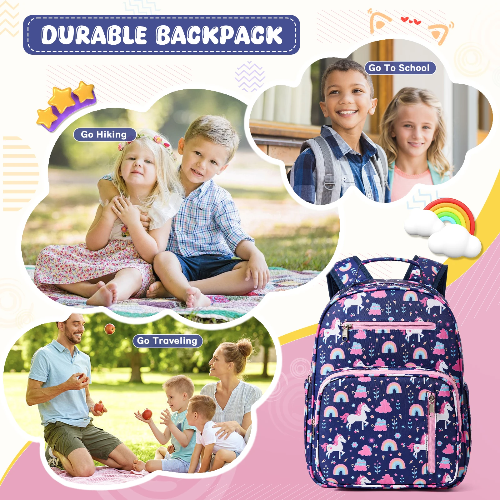 Cute Children's Backpack for Preschool Boys and Girls,Casual Style Multifunctional Bag With Fun Prints For Elementary Schoolbag 6