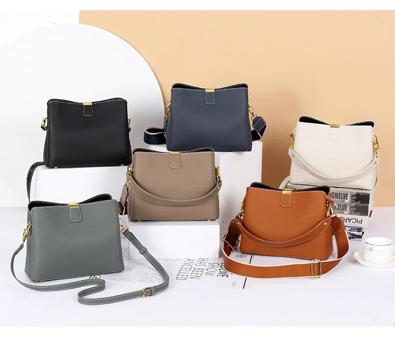 2023 Women's Genuine Leather Bag Female New Luxury Bucket Handbag Lady  Fashion Casual Shoulder Bag Crossbody Messenger for Girls - AliExpress