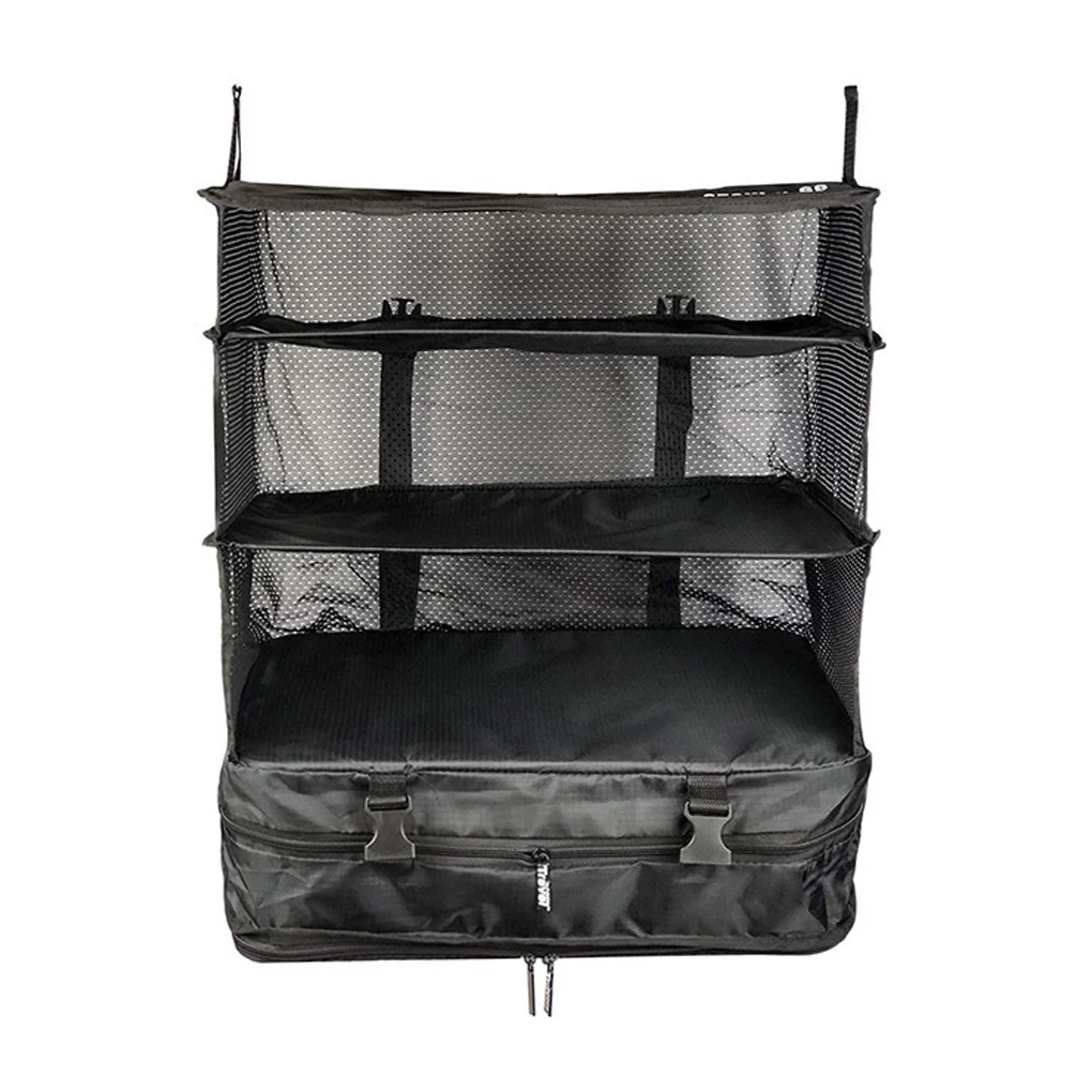 Outdoor Storage Mesh Bag Foldable 3 Layers Door 2 Hooks Zipper Pocket Hanging Picnic Barbecue Travel Camping Towel Package