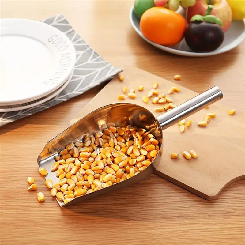 2pcs StainlessSteel Scoop Kitchen Candy Flour Nut Dry Bar et Party Grain Food Scoop Home Storage