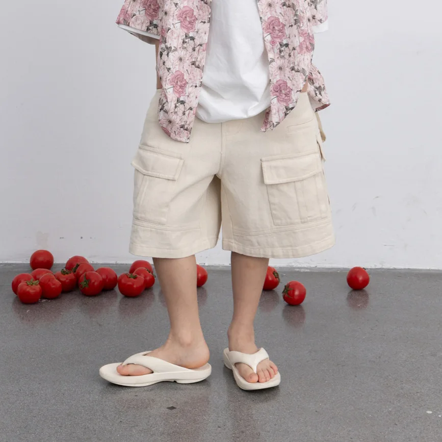 

2024 Summer New Kids' Shorts, Boys' Workwear Shorts, Versatile Mid-length Shorts, Toddler Korean Casual Five-point Shorts