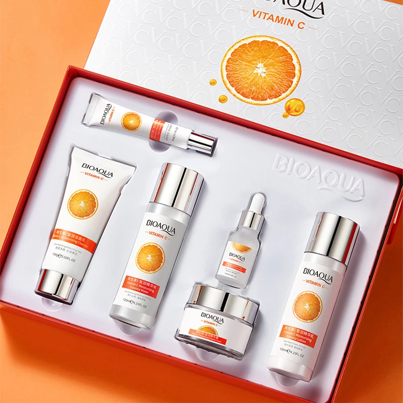 

6pcs/set BIOAQUA Vitamin C Skin Care Sets Moisturizing Hydrating Anti-aging Eye Face Cream Serum Facial Cleanser skincare Set