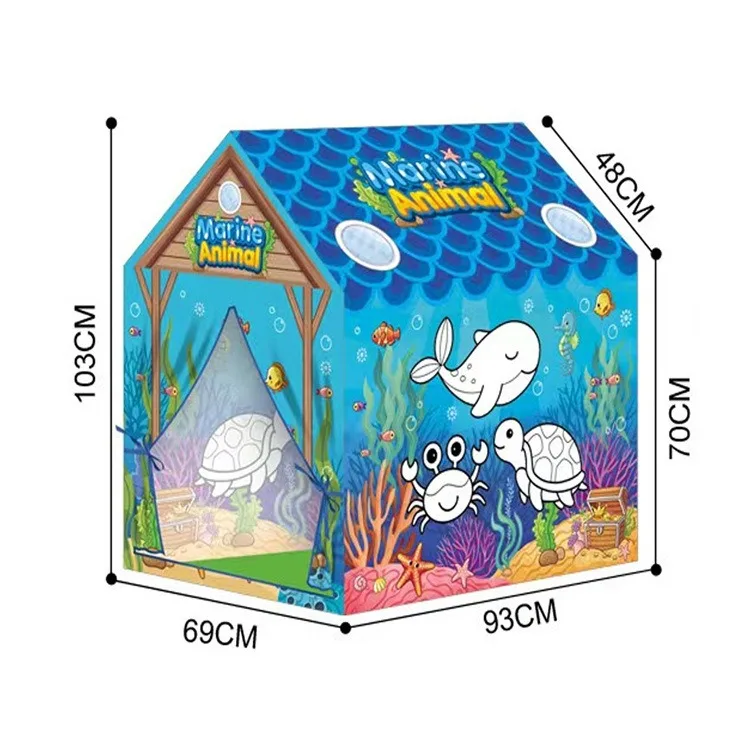 Diy Painting Kids Cartoon Marine Animals Grafitti Tent For Kids