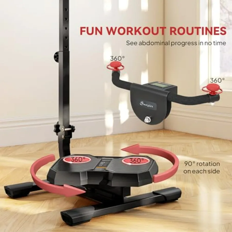 Foldable Ab Twister Board for Waist Trimming with Screen Showing Time, Calories, Ab Workout Equipment for Women and Men, Core Fi