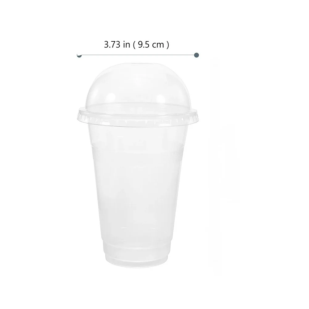 100 Sets 500ml Disposable Clear Cups with a Hole Dome Lids for Tea Fruit Tea Juice Plastic Milkshake Summer Party Drinks Cups