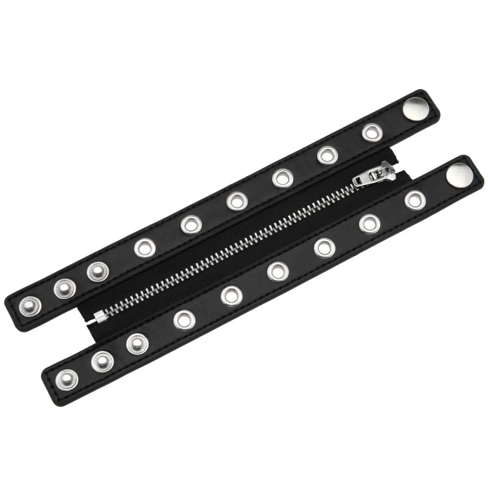 Fashion Vintage Punk Style Leather Bracelets Unisex Rivet Zipper Gothic Hip-Hop Rock Style Leather Bracelets Gifts