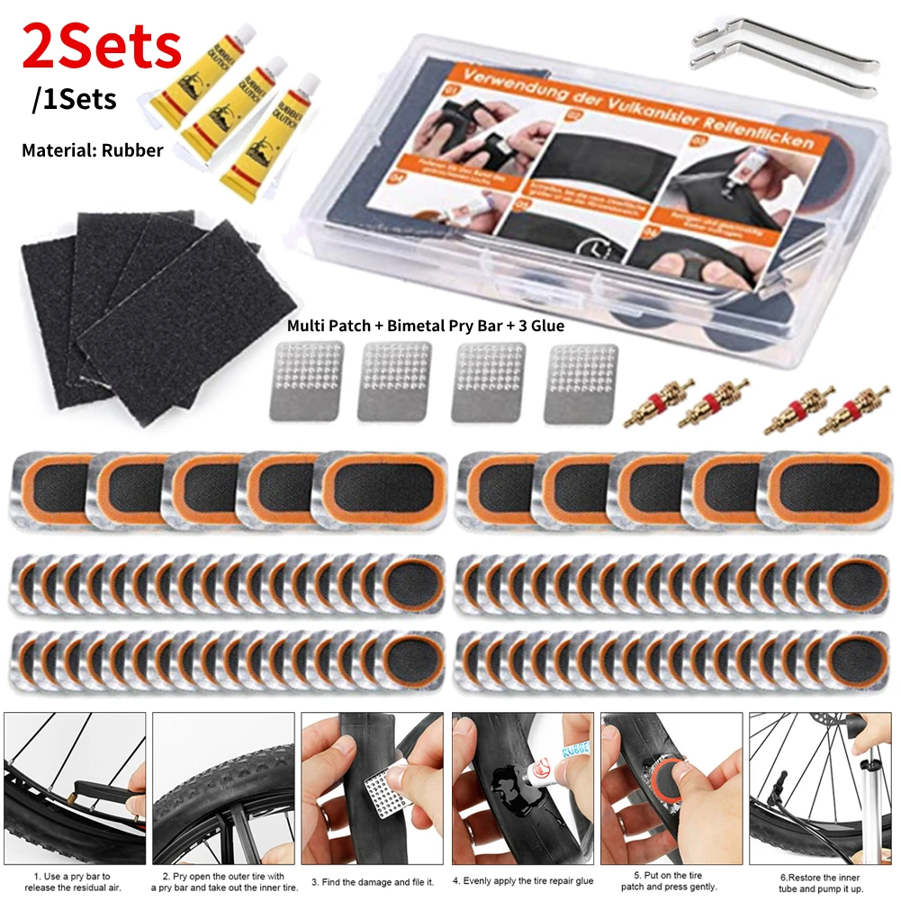12SetBicycleTireRepairKitInnerTubePatchingTyreFillerGlue