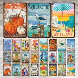 Welcome Home Retro Metal Tin Sign Sweet Family Art Poster Wall Sticker Interior Decor Bedroom Garden Farm Backyard Iron Painting