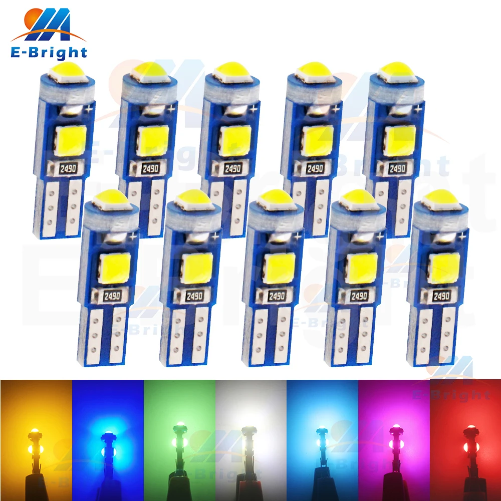 10개 T5 W3W PCB 3030 3 LED 자동차 대시보드 전구 계기판 표시등 1..