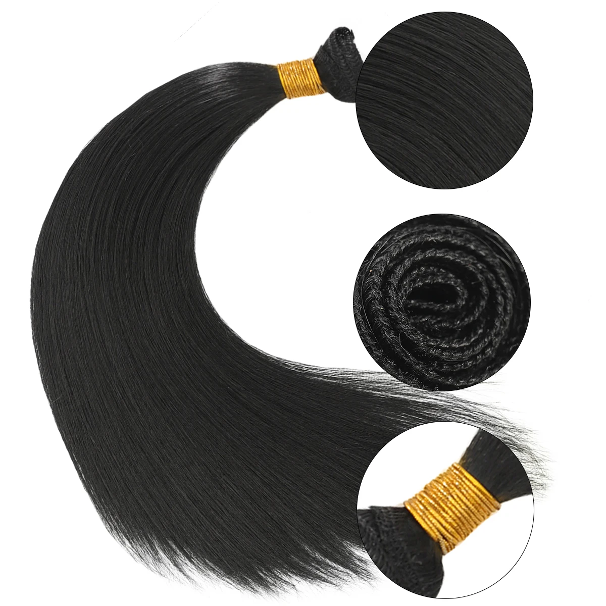 3PCS 14-26 inch synthetic African braided hair bundle extension virgin body straight bundle natural woman heat-resistant wig