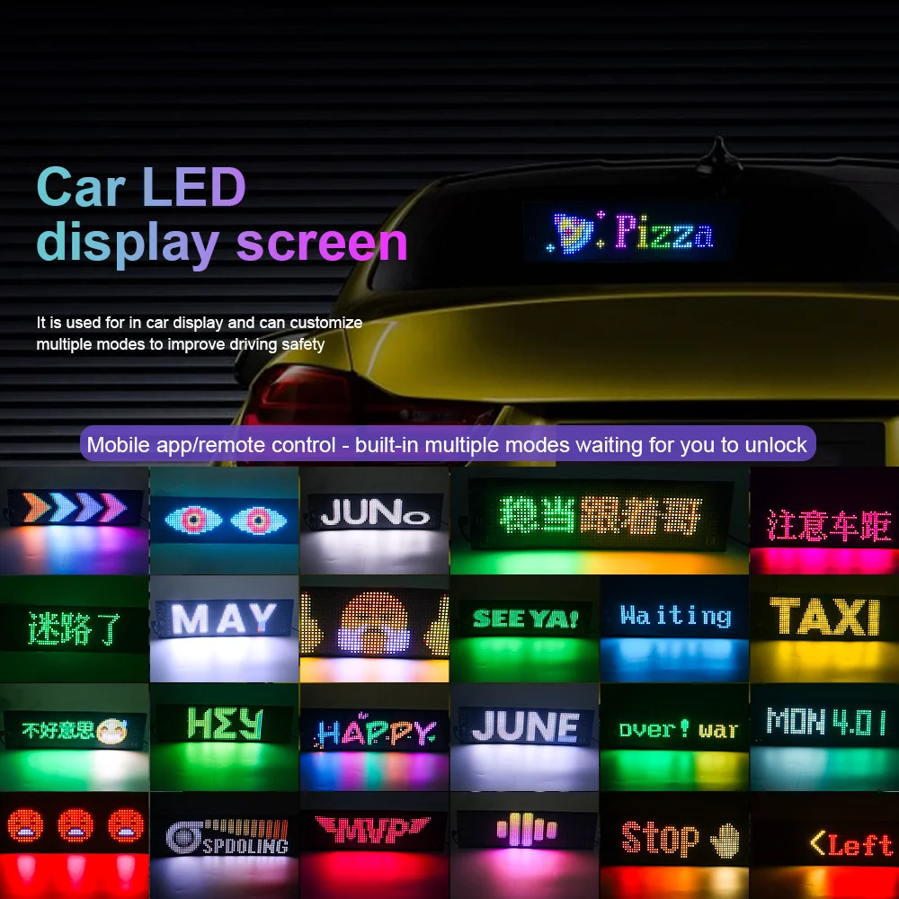USB LED 매트릭스 픽셀 패널, 앱 제어, 유연한 스크롤, 밝은 광고, RGB 패턴, 자동차 애니메이션 디스플레이, 5V