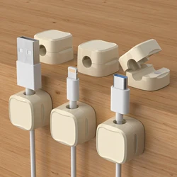 6pcs Magnetic Silicone Cable Organizer & Management Clips (6PCS Beige)