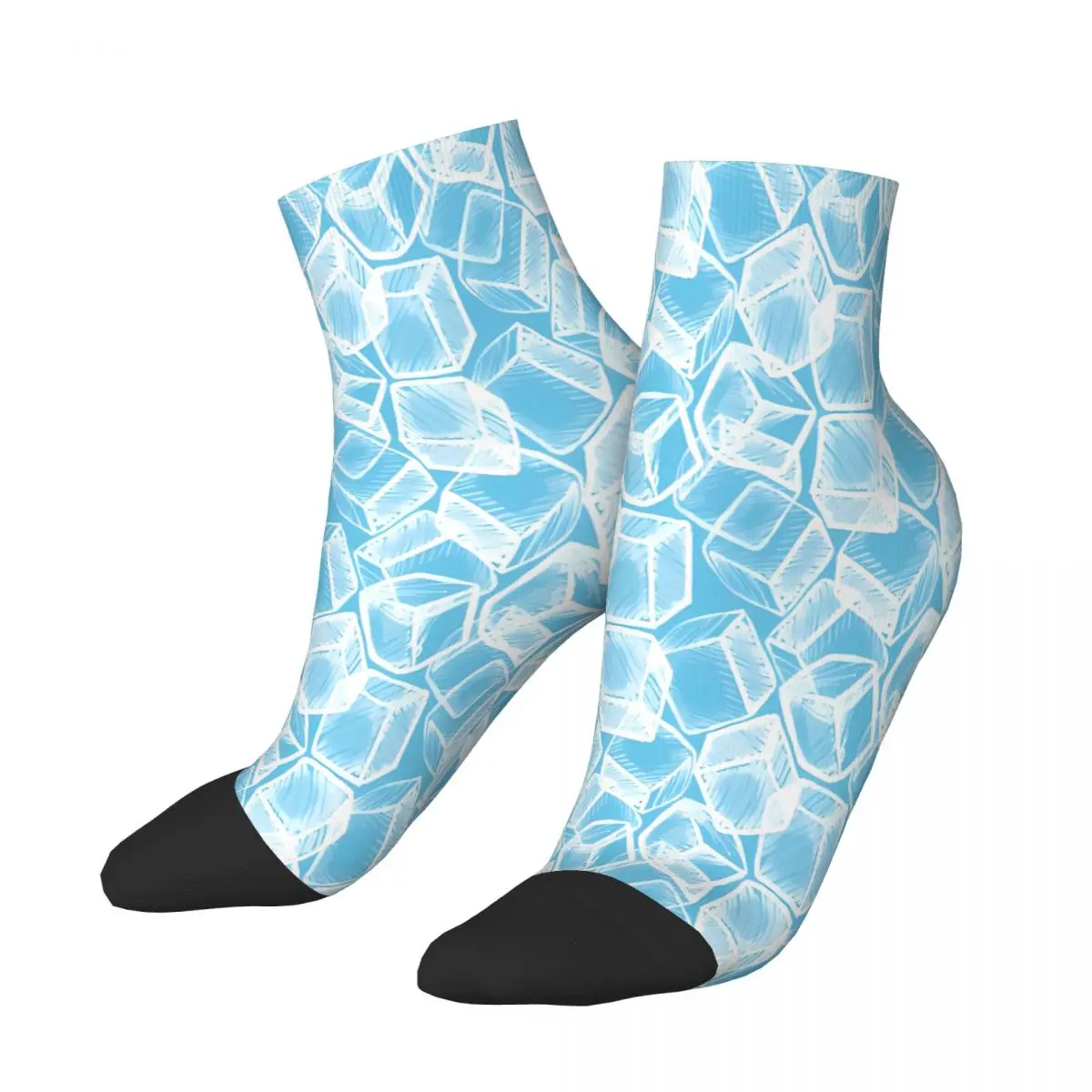 

Turquoise Blue Ice Cubes Ankle Socks Male Mens Women Spring Stockings Hip Hop