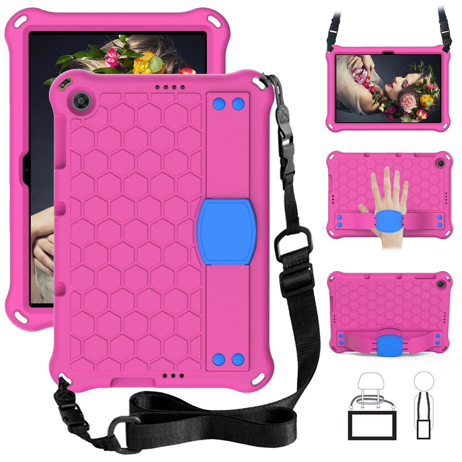 Durable Multifunction Tablet Armor Case with Kids Stand and Strap