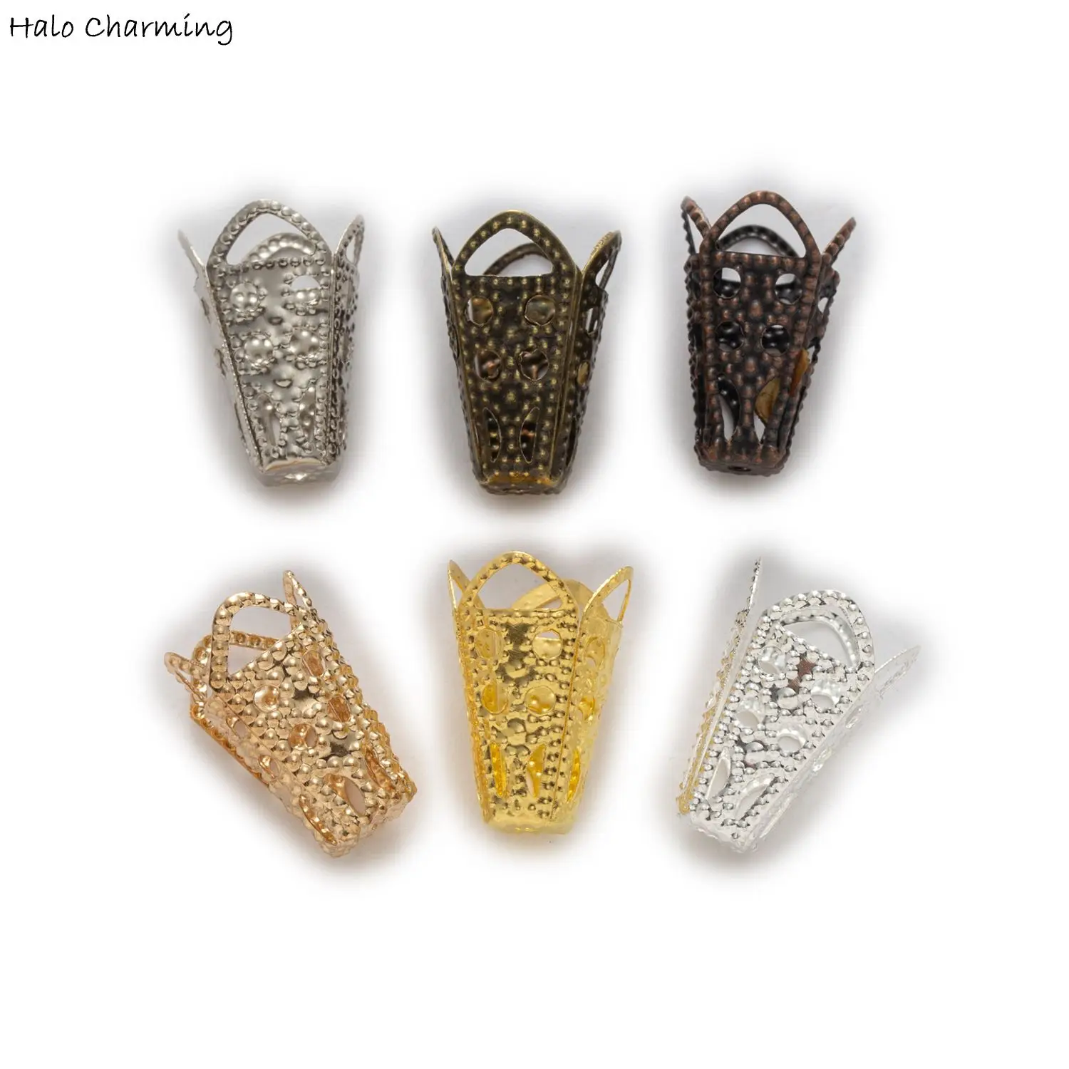 

50pcs Basket Beads Caps Cups End Spacer Pendant Findings Connectors Jewelry Making Bracelet Earrings Necklace Sewing 16x10mm