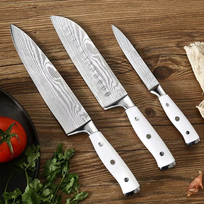 Professional Boning Butcher Knife Damascus Laser Cooking Japanese Santoku Knife Meat Cleaver Resin Handle Kitchen Chef Knife