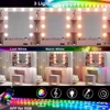 Dressing Table, Pink Dressing Table with Charging Station and Dressing Stool, 3 Drawers and Cabinet, White Makeup Mirror With 6