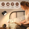LED Wall Mounted Lights with Remote Wireless Magnetic Wall Sconces 3 Color Dimmable USB Rechargeable for Bedroom Bedside Light 3