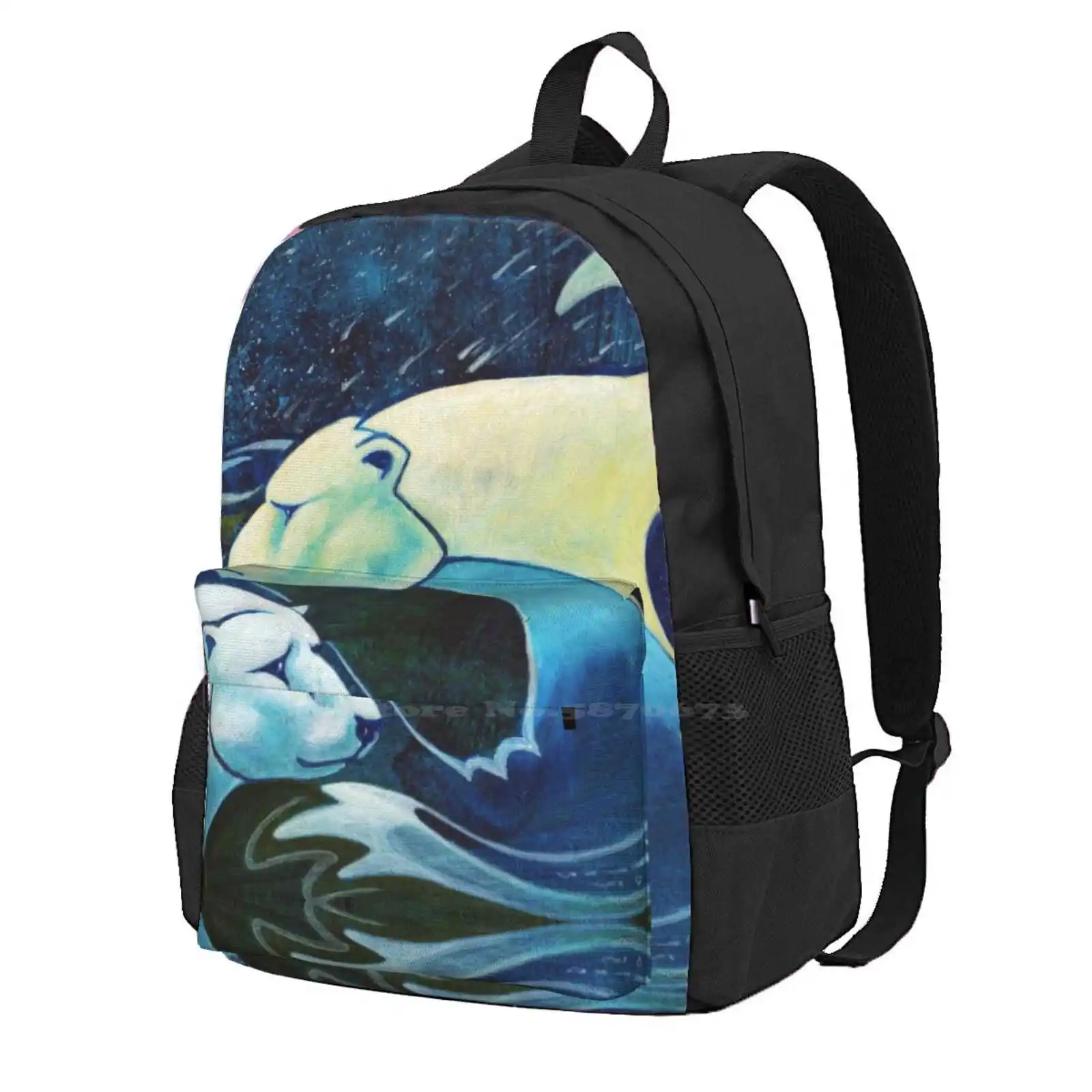 

Ocean Guardian Hot Sale Backpack Fashion Bags Polar Bear Arctic Ice Bear Blue