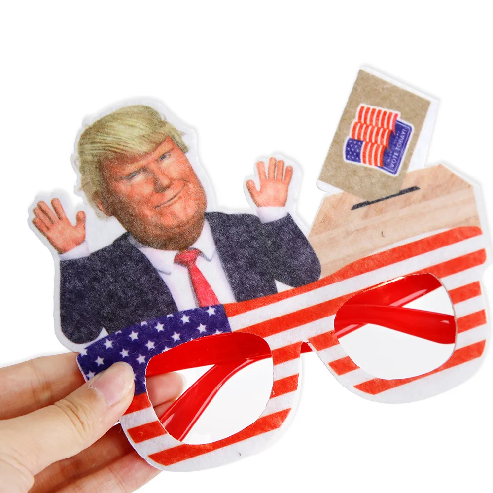 American Presidential Election Novelty Glasses Patriotic Trump-Themed Decorative Eyewear Plastic Frame