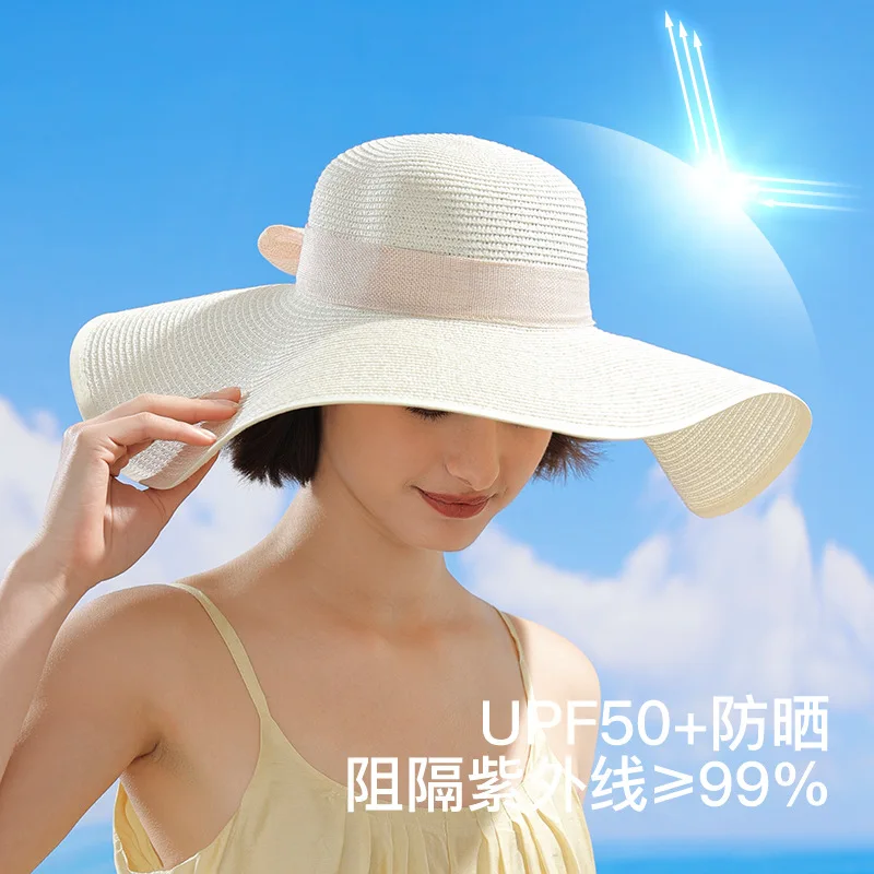 REXCHI New Straw Hat Summer Sunscreen Cool Hat Sun Outdoor Pot Big Eaf Beach Sunshade XMZ262
