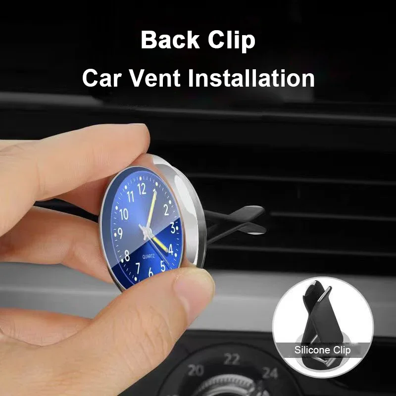 Mini 40mm Car Clock Interior Parts Universal Model Auto Gauges Air Outlet Luminous Alloy Quartz Watch Car Interior Decorations