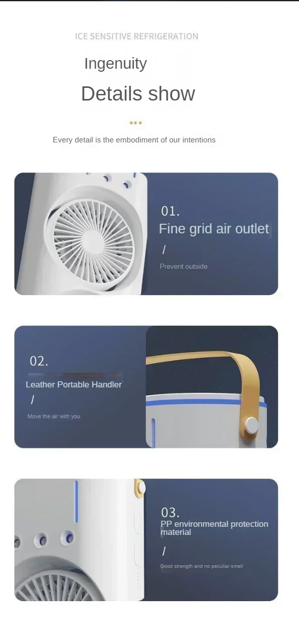 Mini Electric Fan with Spray Cooling Function Portable Air Conditioning Fan with LED Light