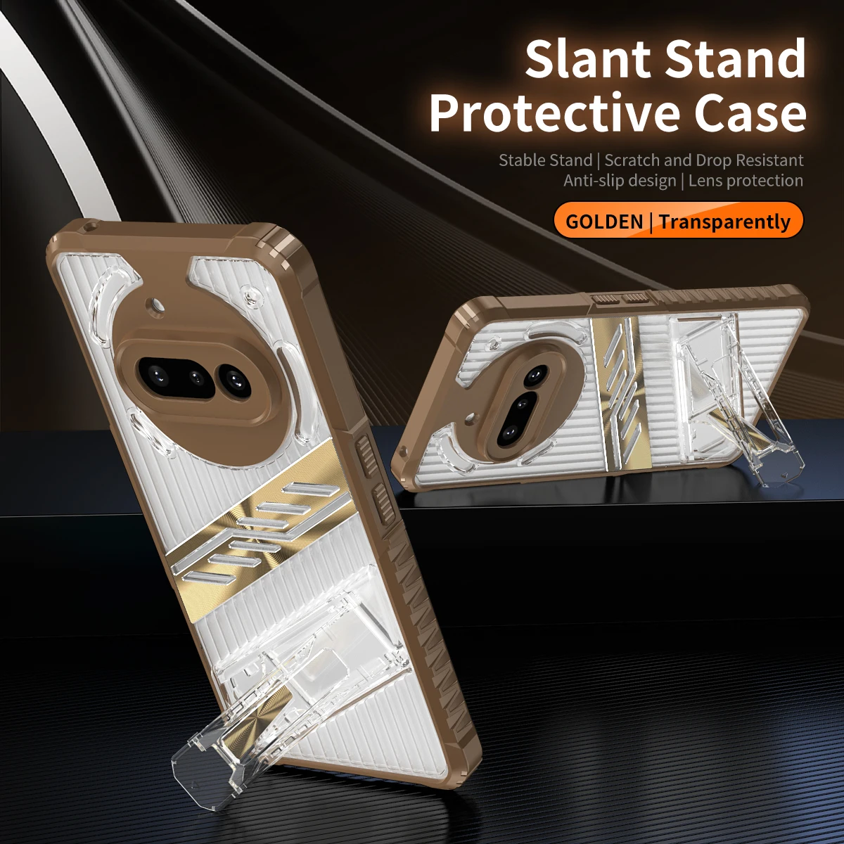 Transparent Shockproof Kickstand Case with Soft Silicone