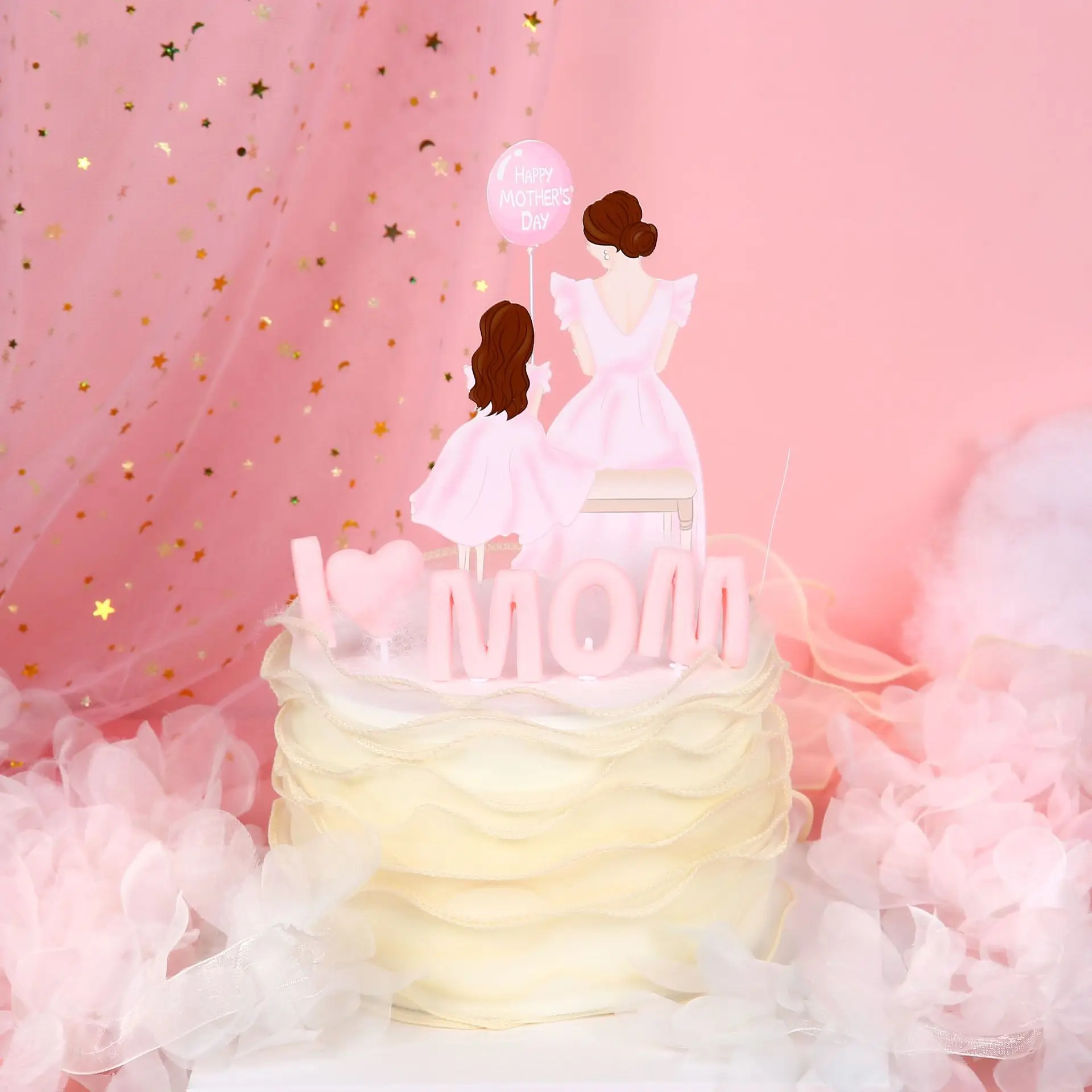 Topper per torta con scritta Happy 50th Birthday Mum, decorazione per torta per 50° compleanno, decorazione per torta per festa della mamma, oro rosa 50