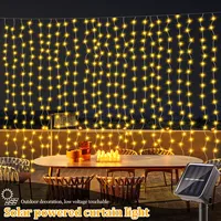 300 LED Solar Courtyard Curtain Lights Outdoor Waterproof Fairy String Lights With 8 Modes for Garden Window Bedroom Wedding 2