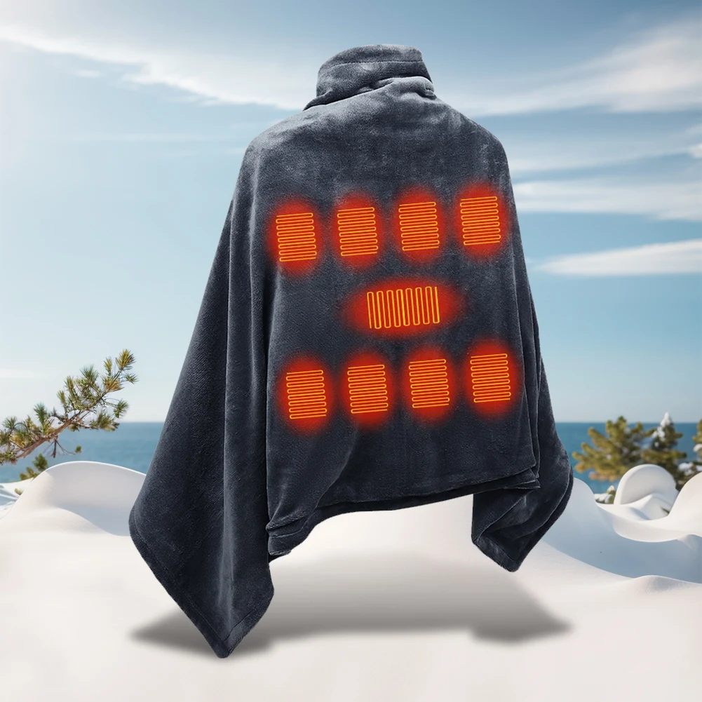 Description Picture 4 of itemUSB Electric Heated Blanket 9 Zones Heating Electric Blanket Wearable Flannel Shawl Body Warmer for Outdoor Camping 전기매트