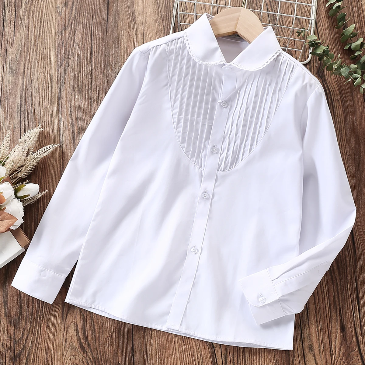 

Kids School White Blouses for Girls Shirts Preppy Spring Long Sleeve Teenagers Clothes Baby Children Costumes 6 8 10 12 13 Years