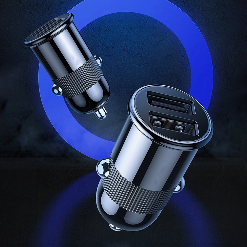 

3.1A Car Charger Dual Ports Fast Charging Cigarette Lighter USB Charger Compact Multi-functional Phone Charger Adapter