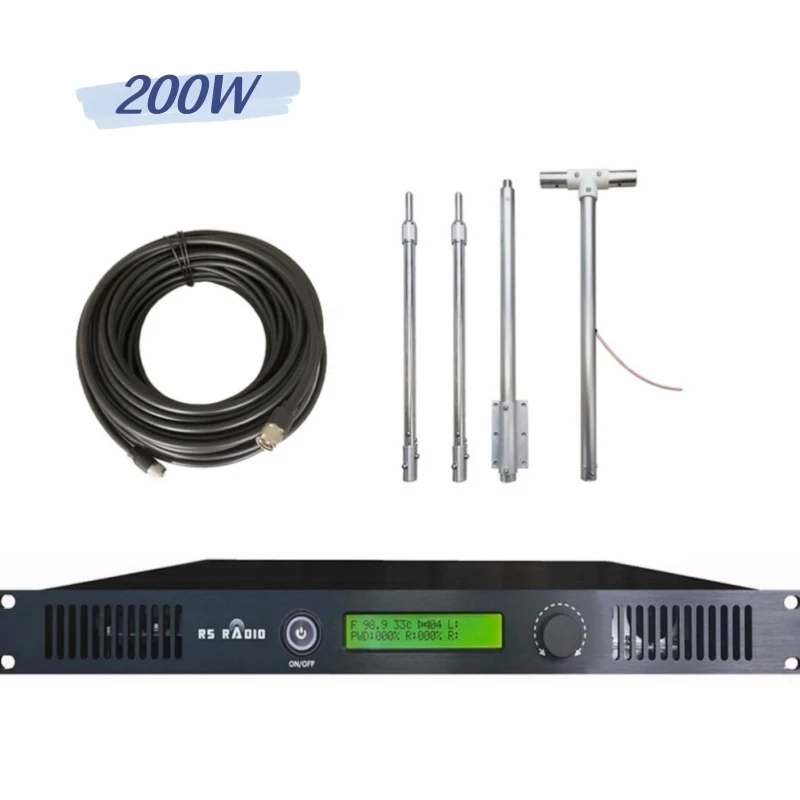 

15M Cables + Antenna+ 200W Broadcast Fm Transmitter Radio Equipment