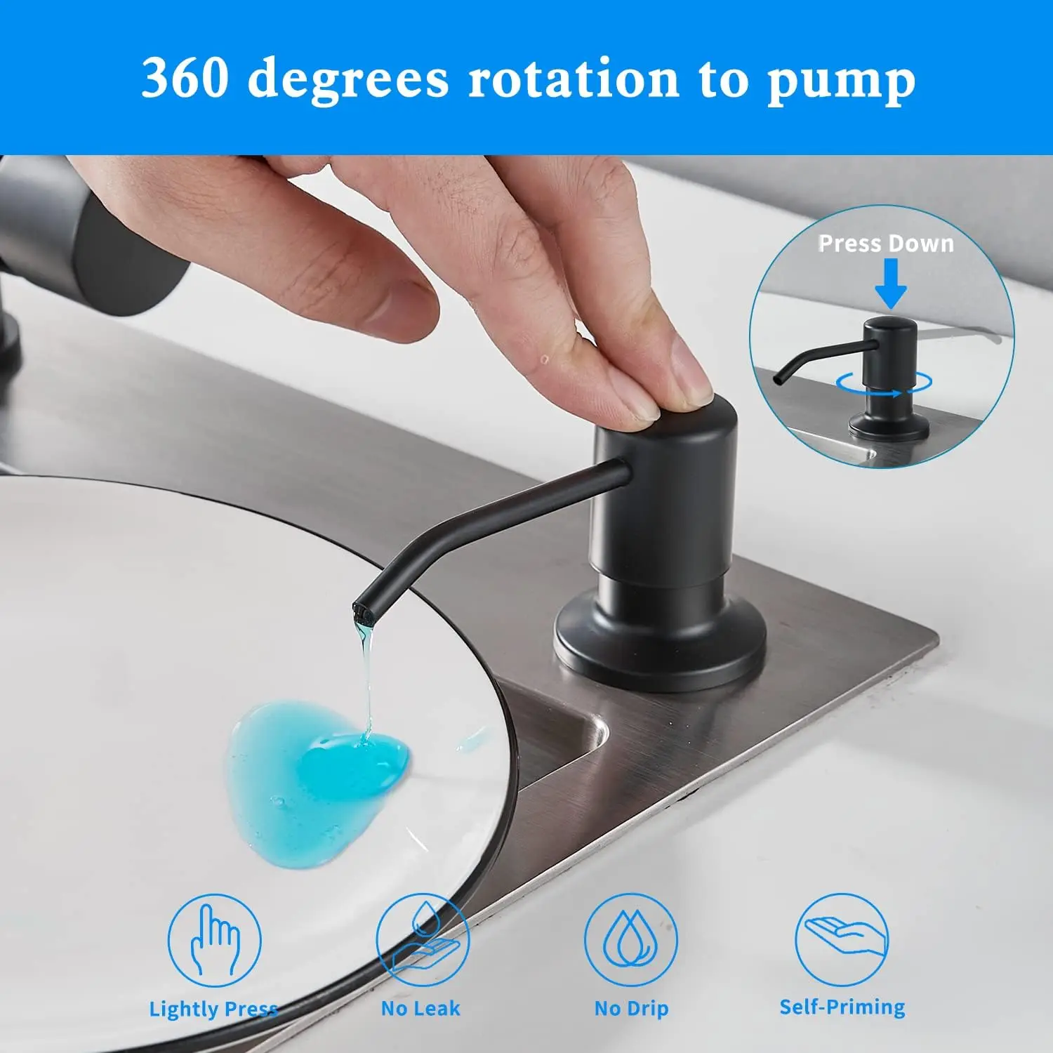 Description Picture 6 of itemKitchen Sink Liquid Soap Dispenser Pump Stainless Steel 350ML 500ML Liquid Soap Bottle Sink Mount Hand Pressure Soap Dispenser