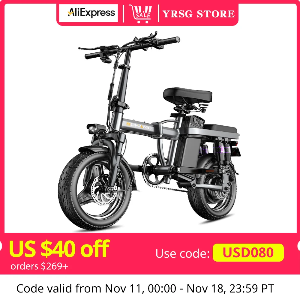 Folding Electric Bicycle For Adult Urban Commuting Battery 48V 13AH Ebike With Passenger Seat 28MPH Fast Electric Bike