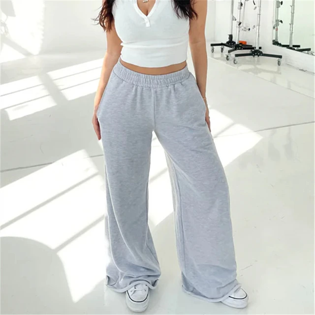 Wide Leg Sweatpants for Women Elastic High Waisted Baggy Sweat Pants Teen  Girls Oversized Straight Leg Sweatpants - AliExpress