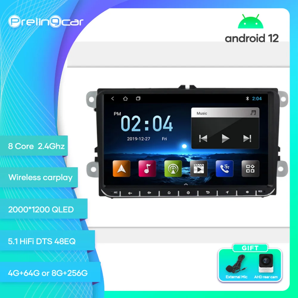 

Prelingcar для Skoda Octavia 2013-2018 лет Android 12 автомобильный монитор 8 256g Carplay RDS GPS Встроенный 2din Радио DVD плеер 5,1 DST