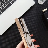 Luxury Plating Transparent TPU Anti-drop Phone Case for Samsung S22 S23 Plus Ultra Magsafe Magnetic With Lens Film Clear Cover - Image 3