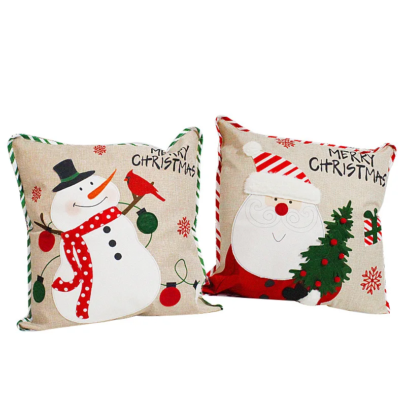 

Cotton Linen Throw Pillows, Snowman Pillow Covers, Winter Cases, Indoor Xmas Decor, Home and Holiday Decor, 18x18